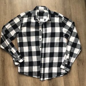 slim fit plaid black & white check size button up long sleeve ONLY & SONS